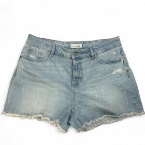 Loft Light Blue Slighy Distressed Denim Shorts